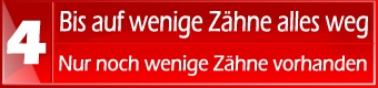 Bis auf wenige Zähne reduzierter Restzahnbestand